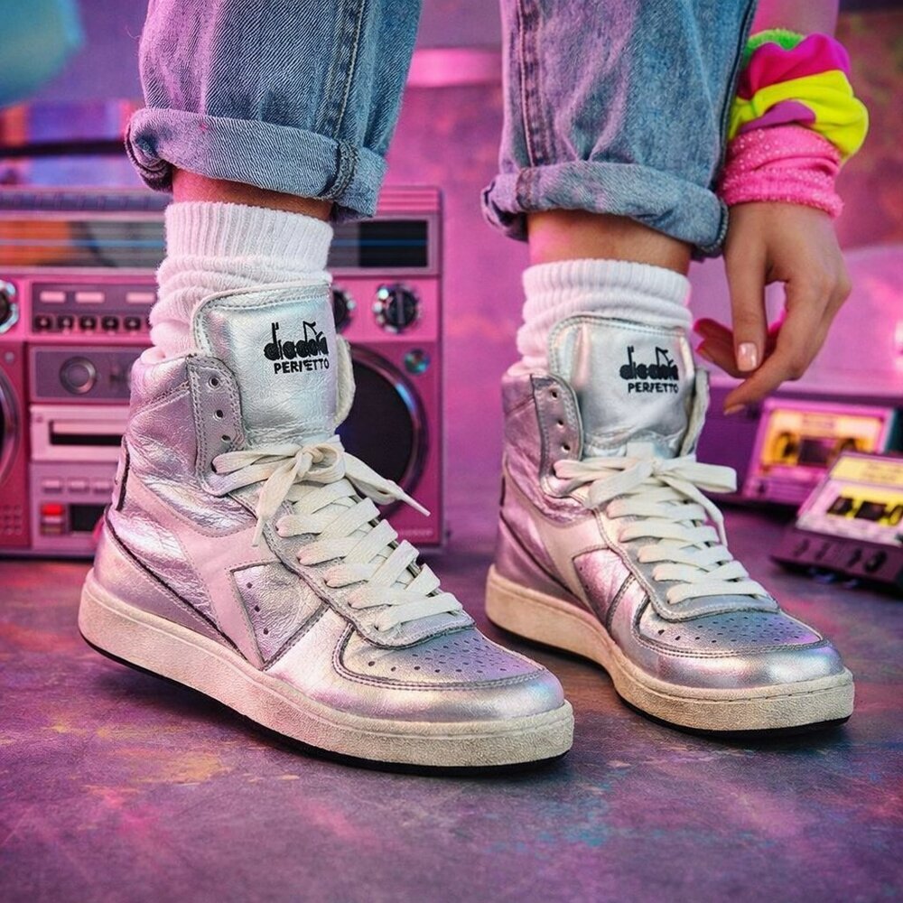NEW Diadora Heritage 1984 High Top Sneakers Silver